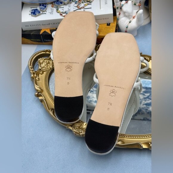 🆕 LOEFFLER RANDALL 🧿 NWOB Hadley Leather Bow Flat Sandals, White - Sz 7.5 B - Picture 11 of 11